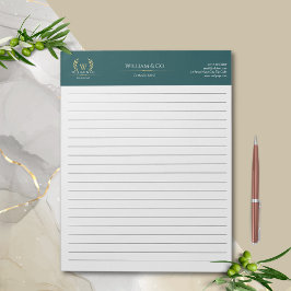 Classic Laurel Wreath Blauwgroen Goud Monogram Notitieblok