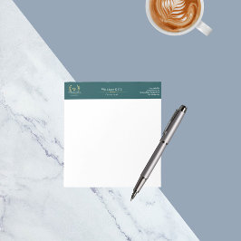Classic Laurel Wreath Blauwgroen Goud Monogram Notitieblok