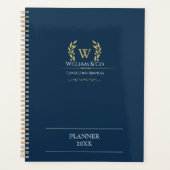 Classic Laurel Wreath Navy Blue Gold Monogramme (Devant)