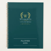 Classic Laurel Wreath Turquoise Gold Monogramme (Devant)