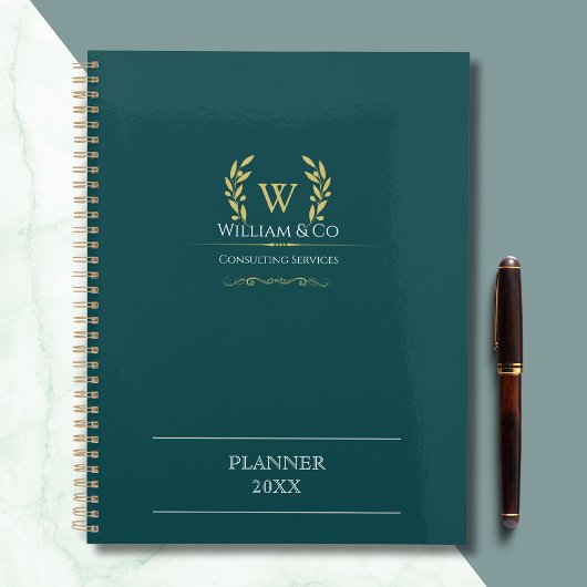 Classic Laurel Wreath Turquoise Gold Monogramme
