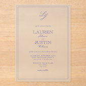 Classic Lavender Calligraphy Monogram Weddenschap Acryl Uitnodigingen (Voorkant)