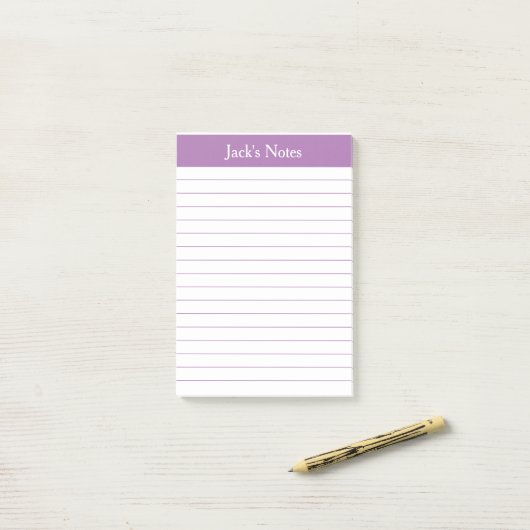 Classic Lavender Lined Personalized Post-it® Notes (Op bureau)