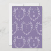 Classic Lavender Wildflower Monogram Crest Weddens Kaart (Achterkant)