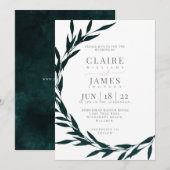 Classic Leaves dromerig drama Emerald Green, Invit Kaart (Voorkant / Achterkant)