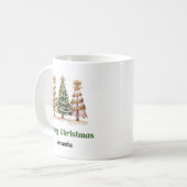Classic Leopard Christmas Trees Custom Name Mug (Devant gauche)