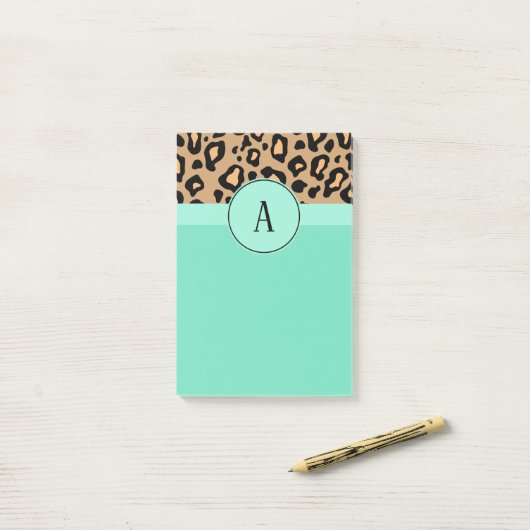Classic leopard Monogramed Post It Notes (Op bureau)