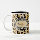 Classic leopard Pattern Aangepaste naam en monogra Tweekleurige Koffiemok (Links)