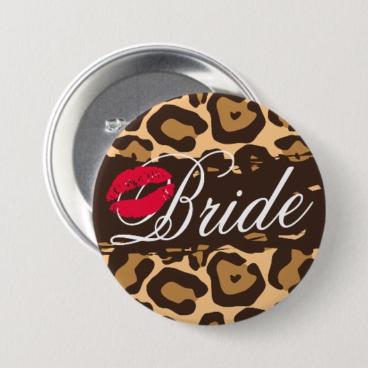 Classic Leopard Print Bride Button (Voorkant /achterkant)