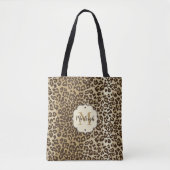 Classic leopard Print Custom Monogram Name Draagtas (Voorkant)