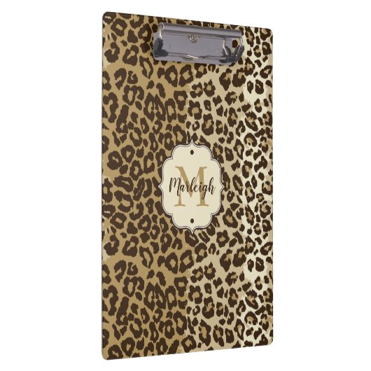 Classic leopard Print Custom Monogram Name Klembord (Rechts)