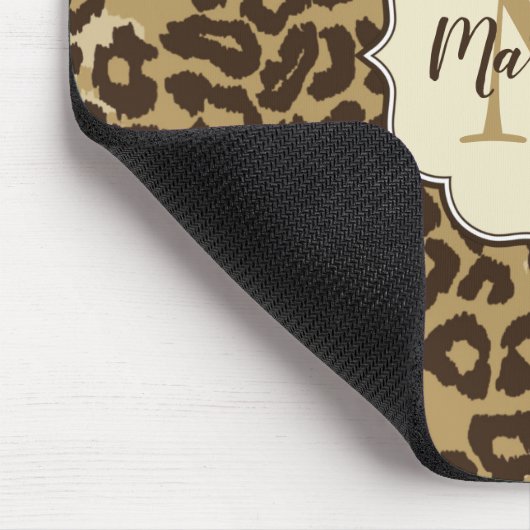 Classic leopard Print Custom Monogram Name Muismat (Hoek)
