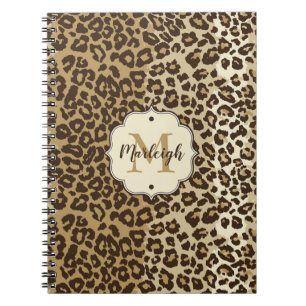 Classic leopard Print Custom Monogram Name Notitieboek