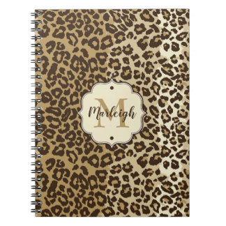 Classic leopard Print Custom Monogram Name Notitieboek