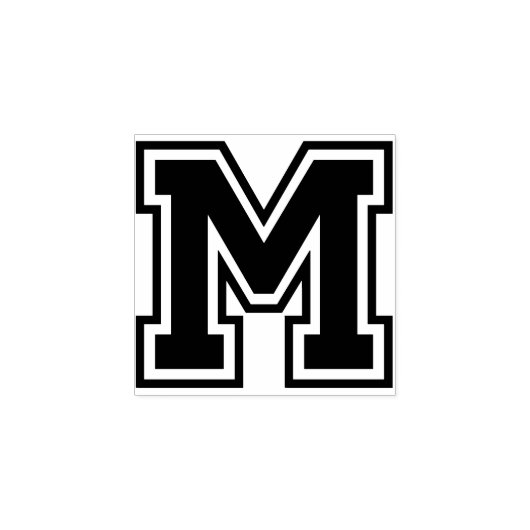 Classic Letter M Initiaal Rubberstempel (Afrduk)