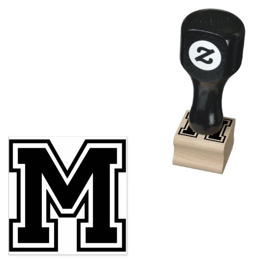 Classic Letter M Initiaal Rubberstempel (Gestempeld)