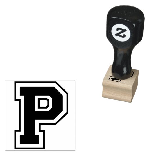Classic Letter P Initiaal Rubberstempel (Gestempeld)