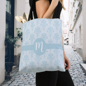 Classic Light Blue Damask Monogramed Draagtas