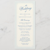 Classic Light Blue Stripes Wedding Programma (Voorkant)