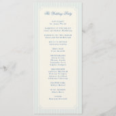 Classic Light Blue Stripes Wedding Programma (Achterkant)