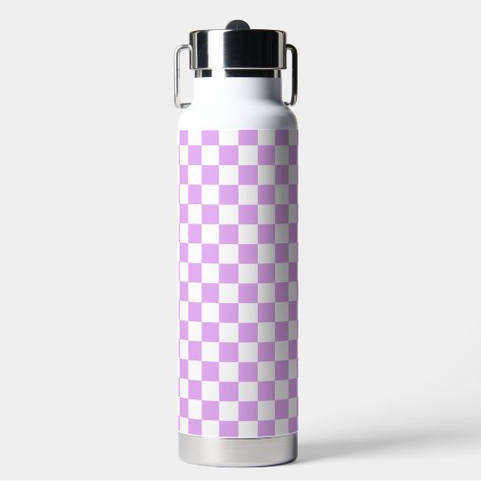 Classic light lavender checkerboard  waterfles (Voorkant)