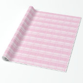 Classic Light Pink Gingham Birthday Wrapping Paper Cadeaupapier (Uitgerold)