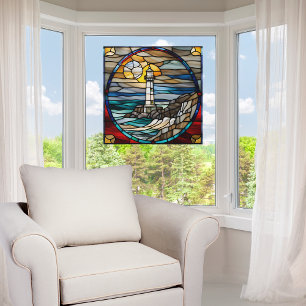 Classic Lighthouse Faux Glas in lood Raamsticker