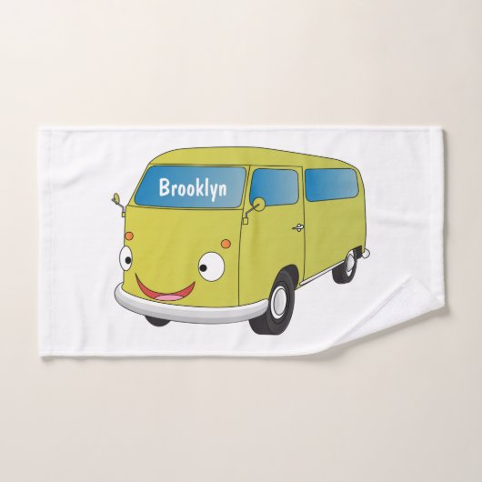 Classic lime green van cartoon (Serviette à main)