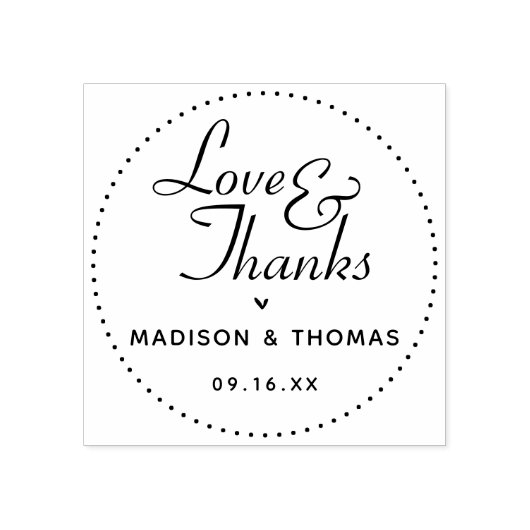 Classic Love & Bedankt Wedding Favor Rubberstempel (Afrduk)
