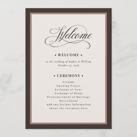 Classic Luxe | Brown Neutral Wedding Programma (Voorkant)