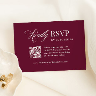 Classic Luxe Bruine Scannable QR Code Huwelijk RSVP Kaartje