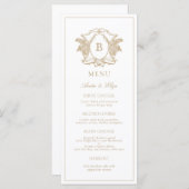 Classic Luxe Crest Monogram Menu Mariage (Devant / Derrière)