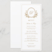 Classic Luxe Crest Monogram Weddenschap Menu (Voorkant / Achterkant)