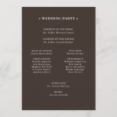 Classic Luxe | Dark Espresso Brown Wedding Programma (Achterkant)