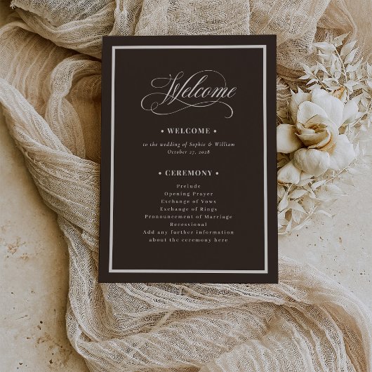 Classic Luxe | Dark Espresso Brown Wedding Programma
