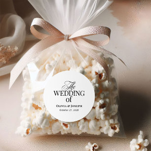 Classic Luxe   Eenvoudige zwart-wit bruiloft Ronde Sticker