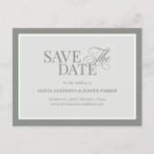 Classic Luxe | Elegant Sage Green Save the Date Aankondigingskaart (Voorkant)
