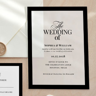 Classic Luxe   Elegant zwart Lijst bruiloft Acryl Uitnodigingen