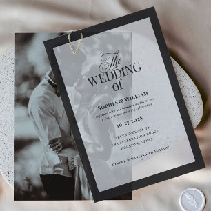 Classic Luxe   Elegant zwart Lijst bruiloft Vellum Uitnodigingen