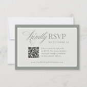 Classic Luxe | Elegante Sage Green QR Code Wedding RSVP Kaartje (Voorkant)