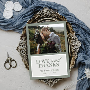 Classic Luxe Elegante Sage Green trouwfoto Bedankkaart