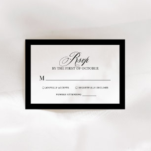 Classic Luxe Elegante zwart-wit bruiloft RSVP Kaartje