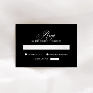 Classic Luxe Elegante zwarte bruiloft RSVP Kaartje