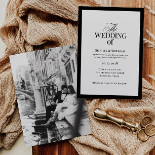Classic Luxe   Foto zwart-wit bruiloft Kaart