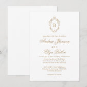 Classic Luxe Gold Monogram Faire-part de mariage (Devant / Derrière)