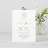 Classic Luxe Gold Monogram Faire-part de mariage (Debout devant)