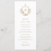 Classic Luxe Goud en Wit Monogram Bruiloft Menu (Voorkant)