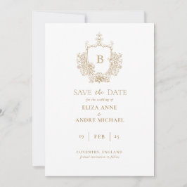 Classic Luxe Goud en Wit Monogram Opslaan De Datum Save The Date