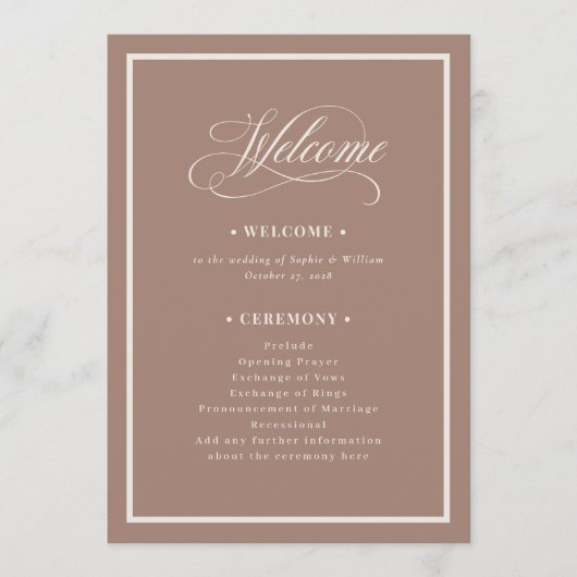 Classic Luxe | Soft Mocha Taupe Neutral Wedding Programma (Voorkant)