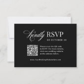 Classic Luxe | Zwart scanbare QR-code bruiloft RSVP Kaartje (Voorkant)